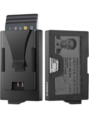 Minimalist Men's Wallet with Money Clip & ID Window - RFID Blocking, Holds 20